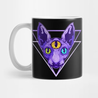 Vintage Vaporwave Purple Sphinx Cat With Third Eye Halloween Mug